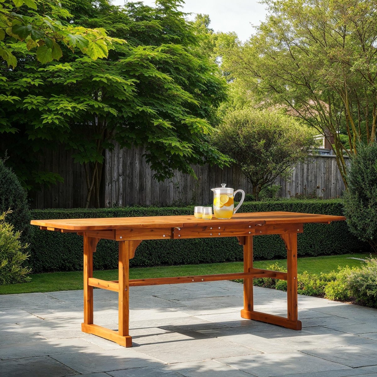 Walker Edison Midland Acacia Wood Outdoor Patio Butterfly Dining Table - lily & onyx