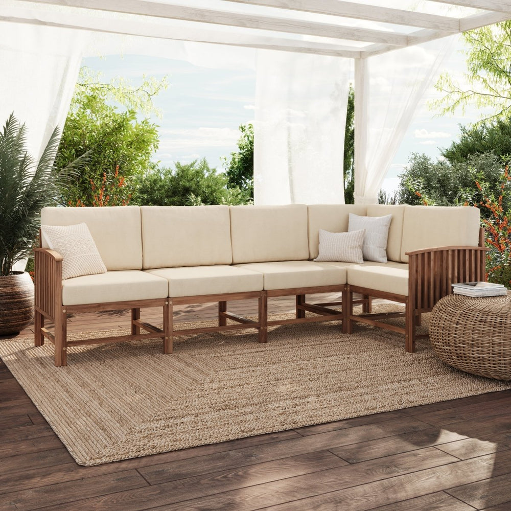 
                      
                        Walker Edison Midland Modern Solid Wood 5-Piece Outdoor Sectional Set - lily & onyx
                      
                    