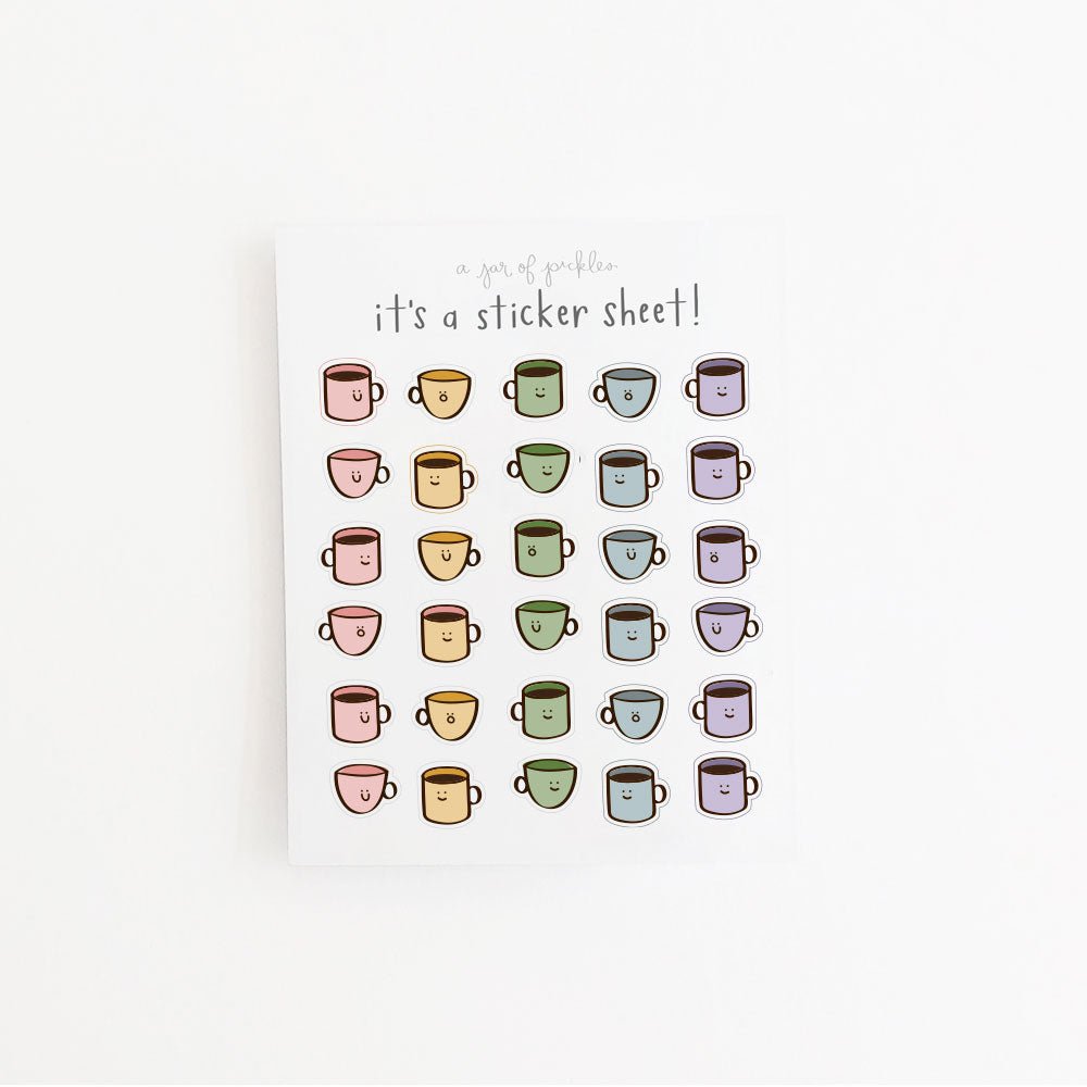 A Jar of Pickles Mini Coffee Clear Sticker Sheet - lily & onyx