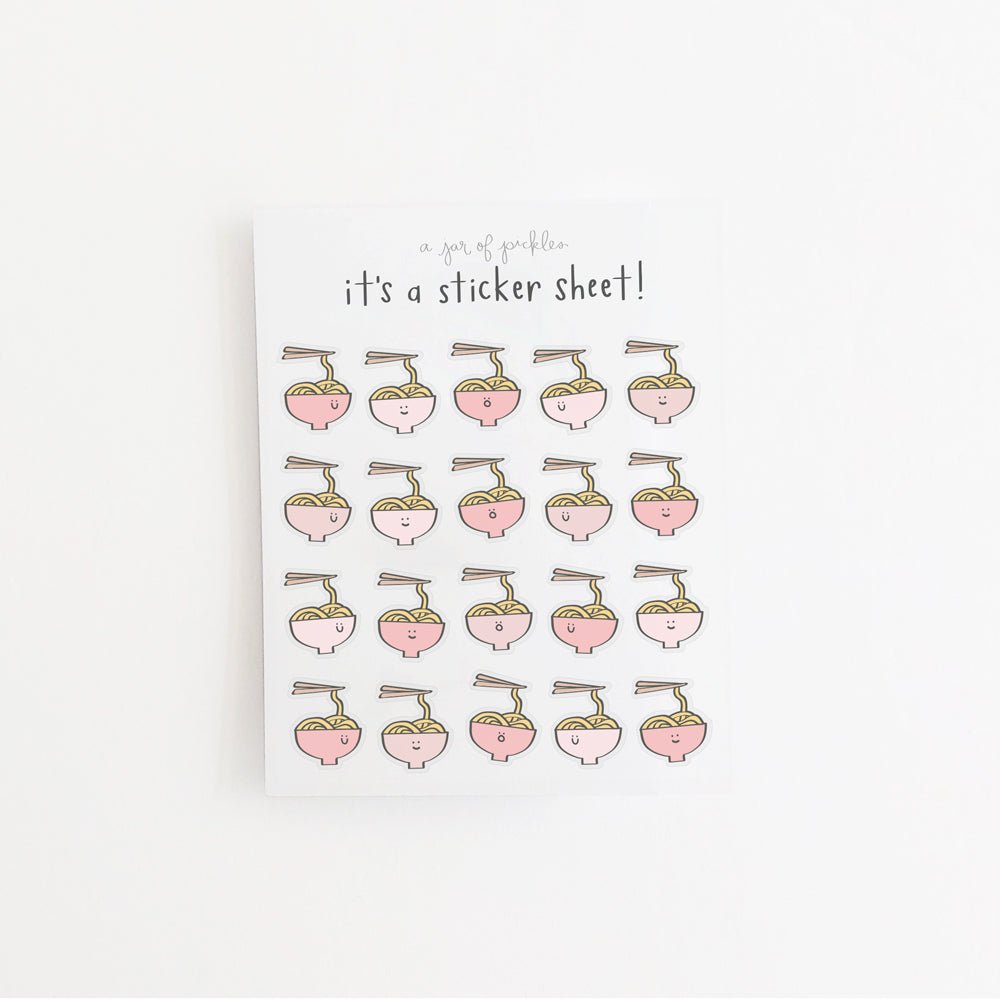 A Jar of Pickles Mini Noodle Clear Sticker Sheet - lily & onyx