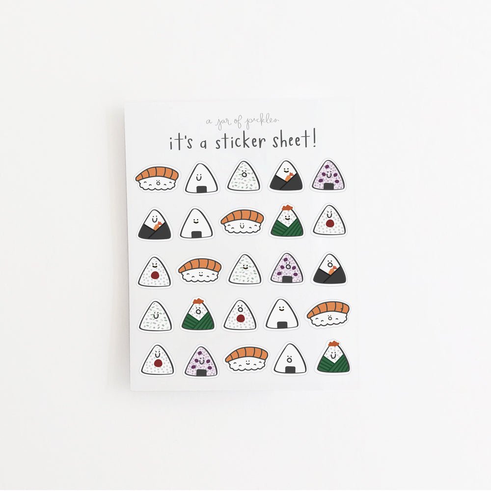 A Jar of Pickles Mini Onigiri Clear Sticker Sheet - lily & onyx