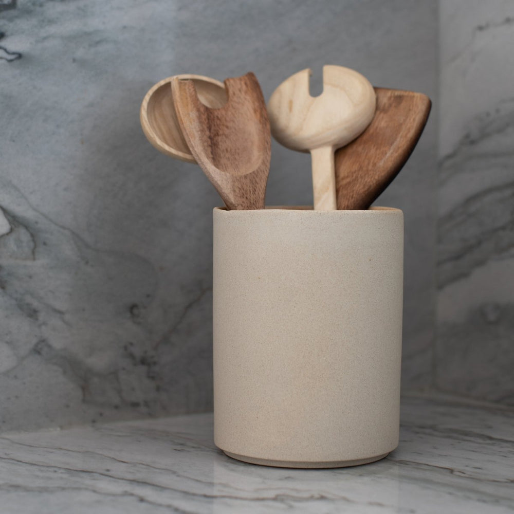 CONVIVIAL Minimal Utensil Crock | Raw Stoneware - lily & onyx