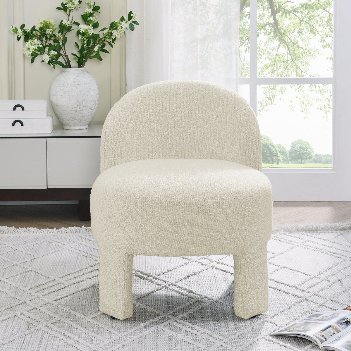 Walker Edison Minimalist Plush Accent Chair, Beige - lily & onyx