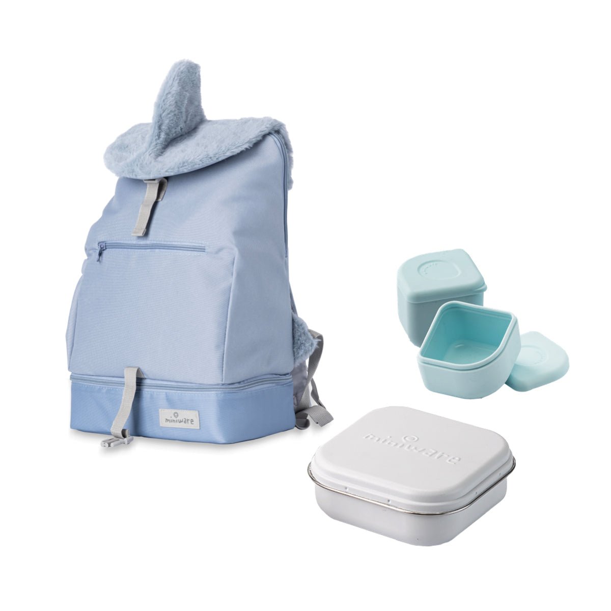 Miniware Kids Shark Backpack & Stainless Steel Lunch Box Set - Ages 3+