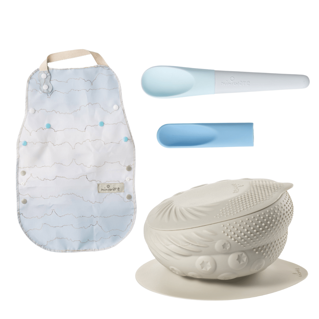 Miniware Miniware Silicone Baby Feeding Set - Oat | Bowl, Bib & Spoon