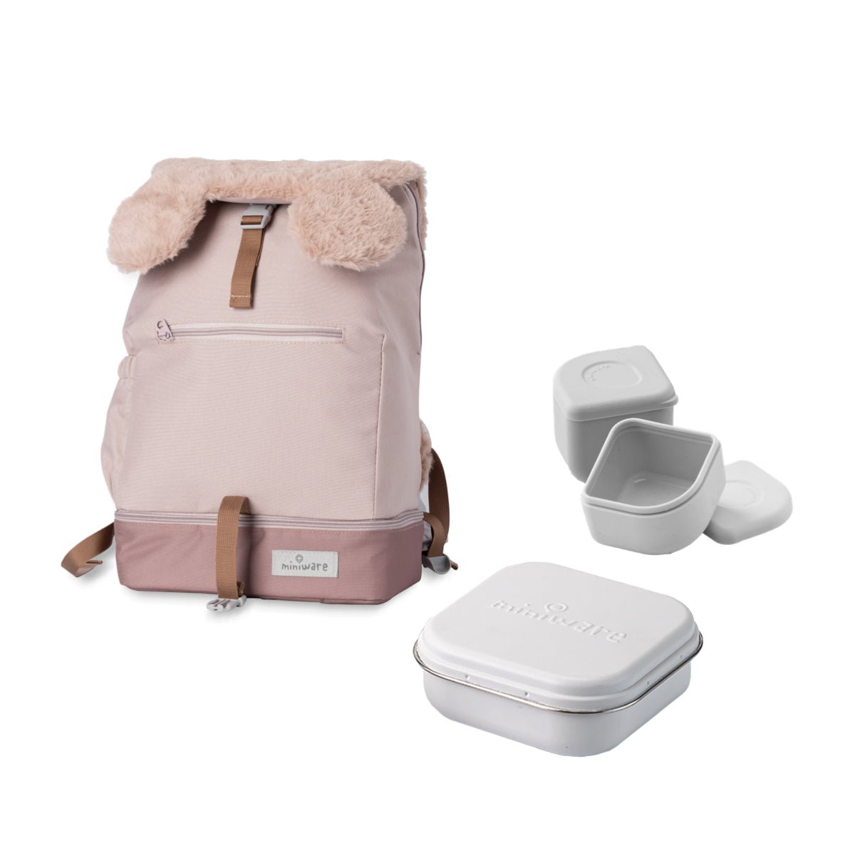 Miniware Noah Bear Backpack Lunch Box Set | Insulated Toddler School Bundle