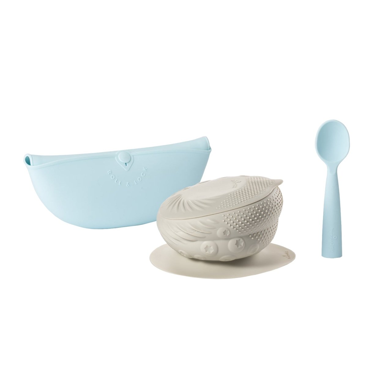 Miniware Sensory Starter Set: Baby Bowl, Bib & Spoon for Self - Feeding - Oat