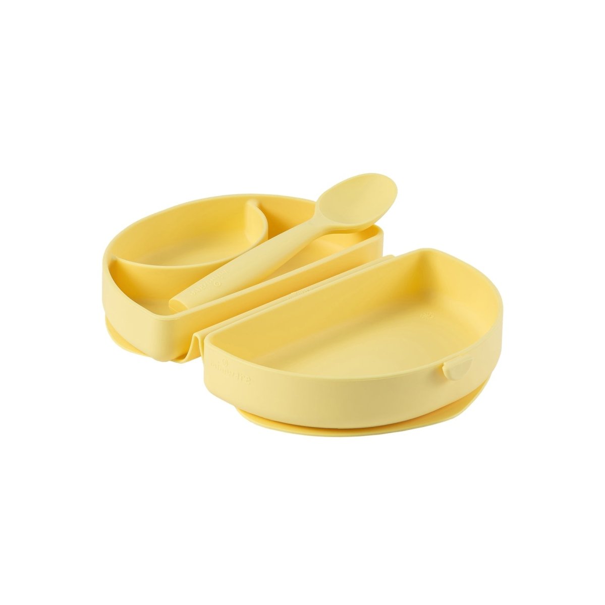 Miniware Silifold Collapsible Silicone Travel Feeding Plate & Spoon Set - Custard