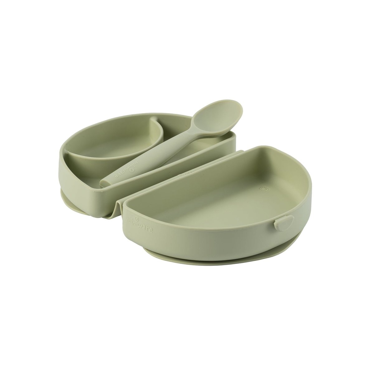 Miniware Silifold Collapsible Silicone Travel Feeding Plate & Spoon Set - Pistachio