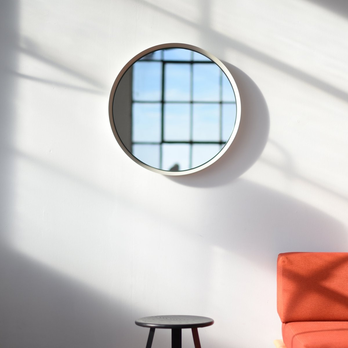 Misewell Kendrick Mirror | Spun Steel Frame Round Wall Mirror