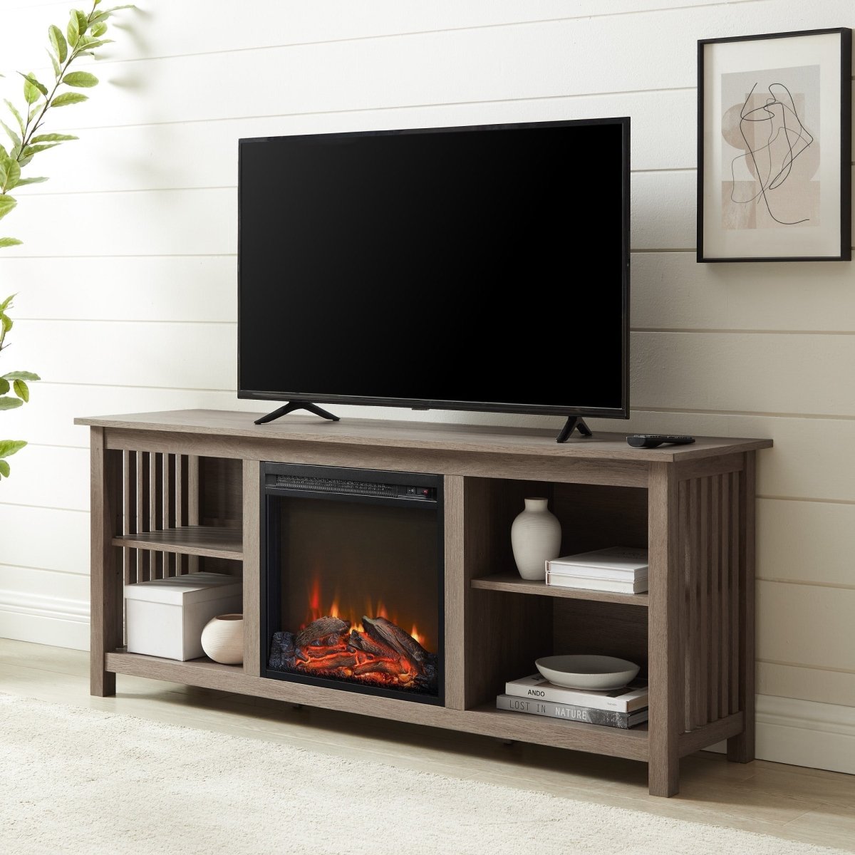 Walker Edison Mission-Style Fireplace TV Stand for TVs up to 65” - lily & onyx