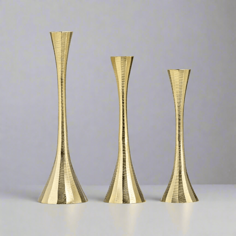 Sagebrook Home Modern Aluminum Taper Candle Holder, Brass - lily & onyx
