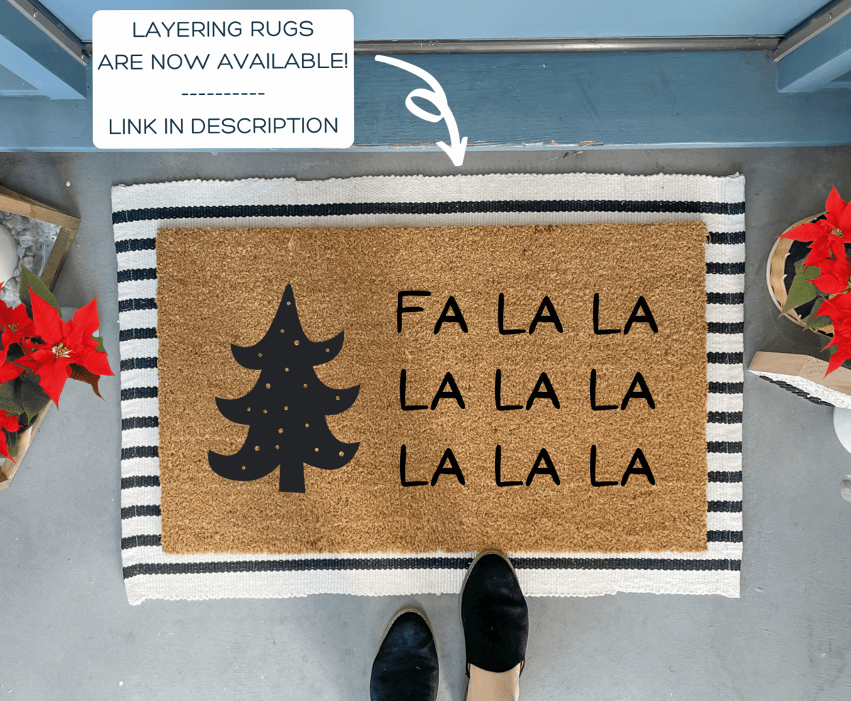 Nickel Designs Custom Doormats Modern FA LA LA Christmas Doormat
