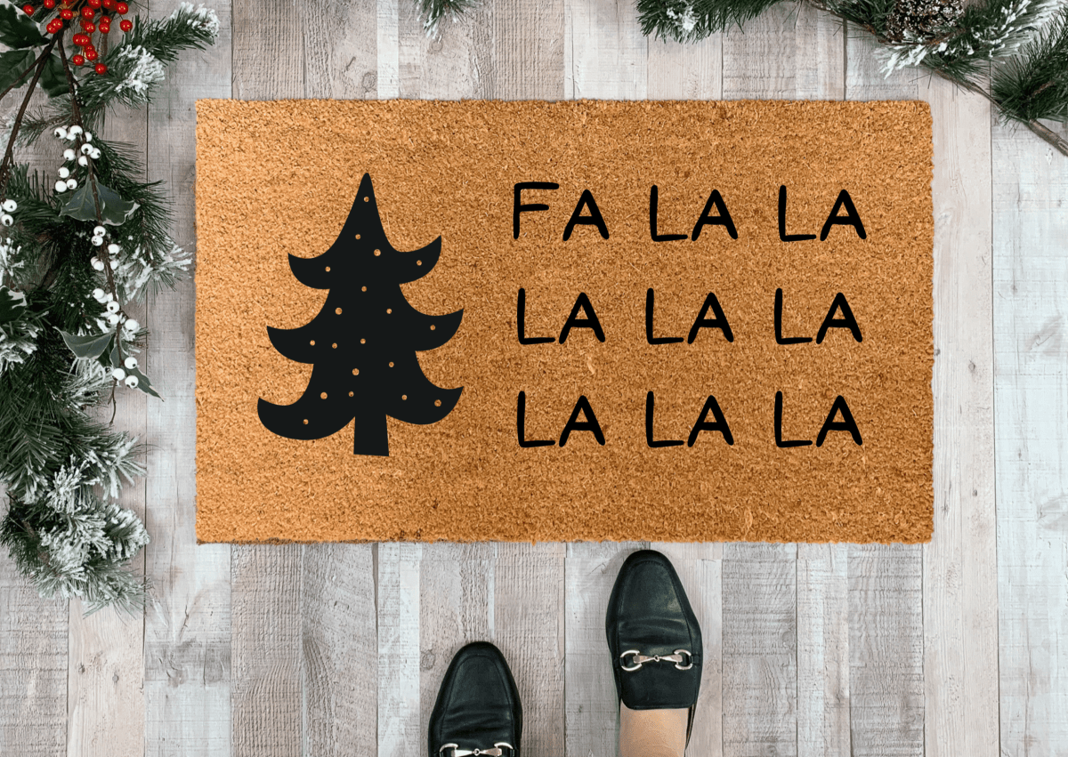 Nickel Designs Custom Doormats Modern FA LA LA Christmas Doormat