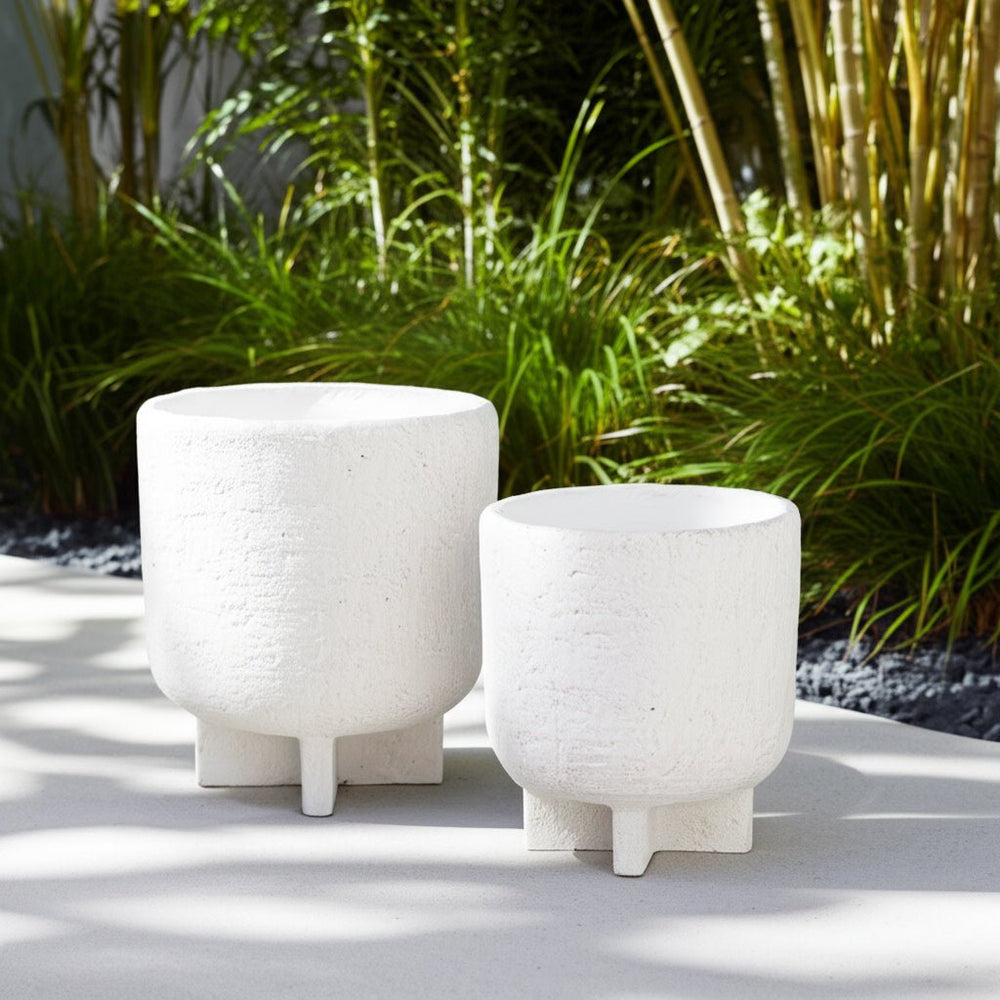 
                      
                        Sagebrook Home Modern Footed Cement Pots in White, Set of 2
                      
                    