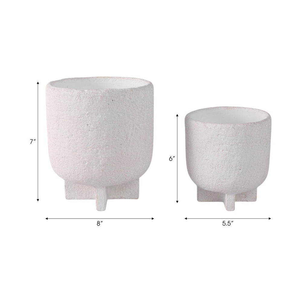 
                      
                        Sagebrook Home Modern Footed Cement Pots in White, Set of 2
                      
                    