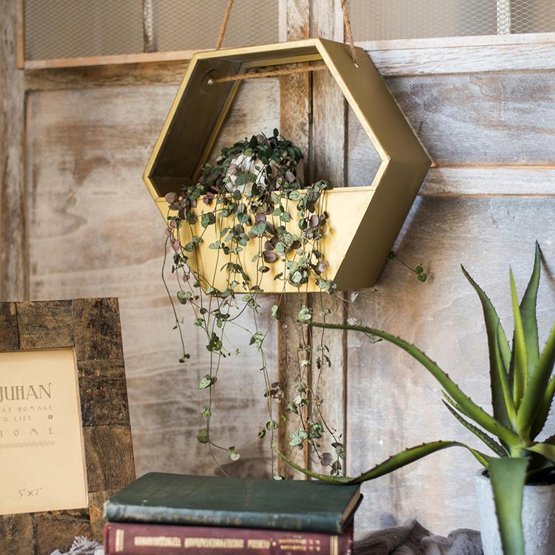 
                      
                        RusticReach Modern Gold Metal Hexagon Hanging Planter - lily & onyx
                      
                    