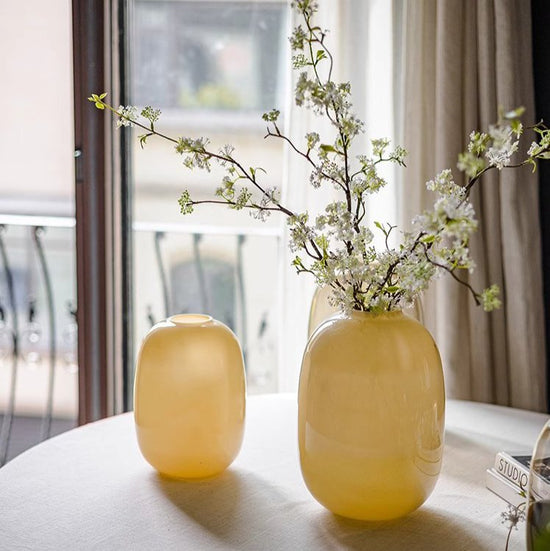 RusticReach Modern Handblown Glass Vase, Yellow - lily & onyx