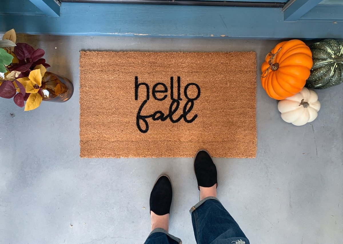 Nickel Designs Custom Doormats Modern Hello Fall Doormat