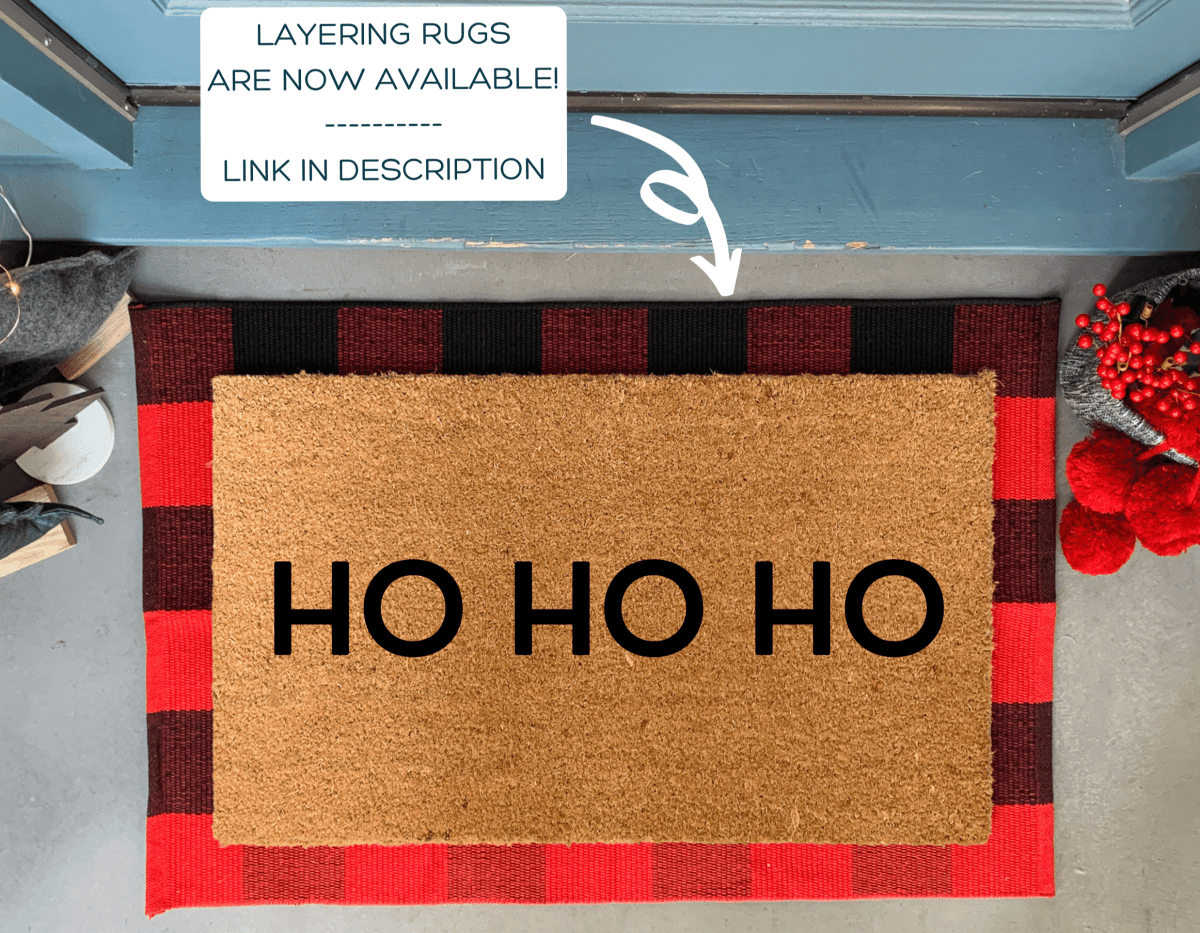 Nickel Designs Custom Doormats Modern HO HO HO Christmas Doormat