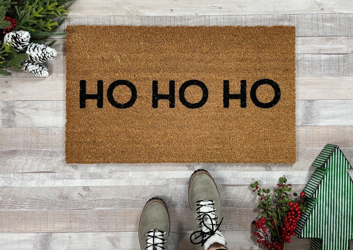 Nickel Designs Custom Doormats Modern HO HO HO Christmas Doormat