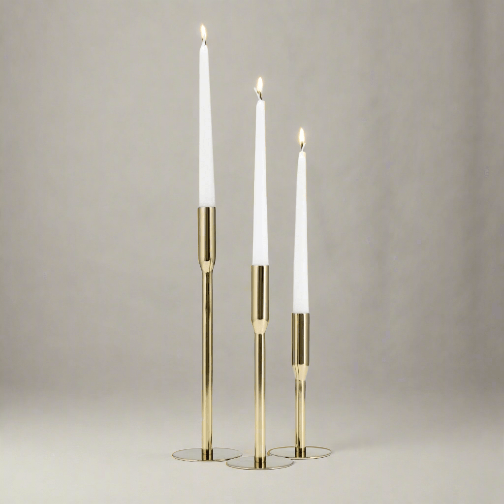 Sagebrook Home Modern Iron Taper Candle Holder in Gold - lily & onyx