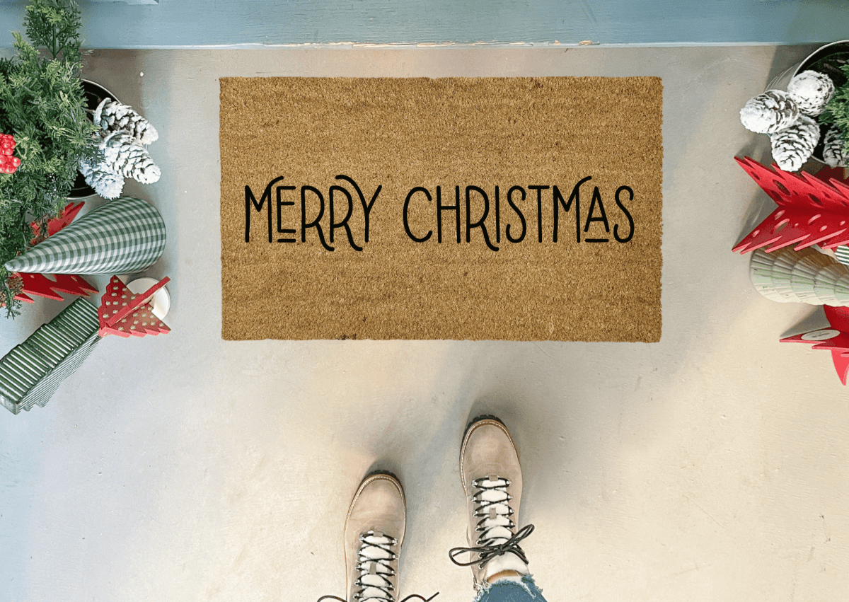 Nickel Designs Custom Doormats Modern Merry Christmas Outdoor Doormat
