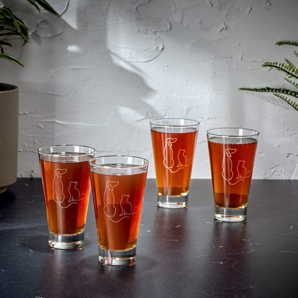 Libbey Modern Pets BFF's Hi - Ball Glasses, 14 oz - Set of 4 - lily & onyx