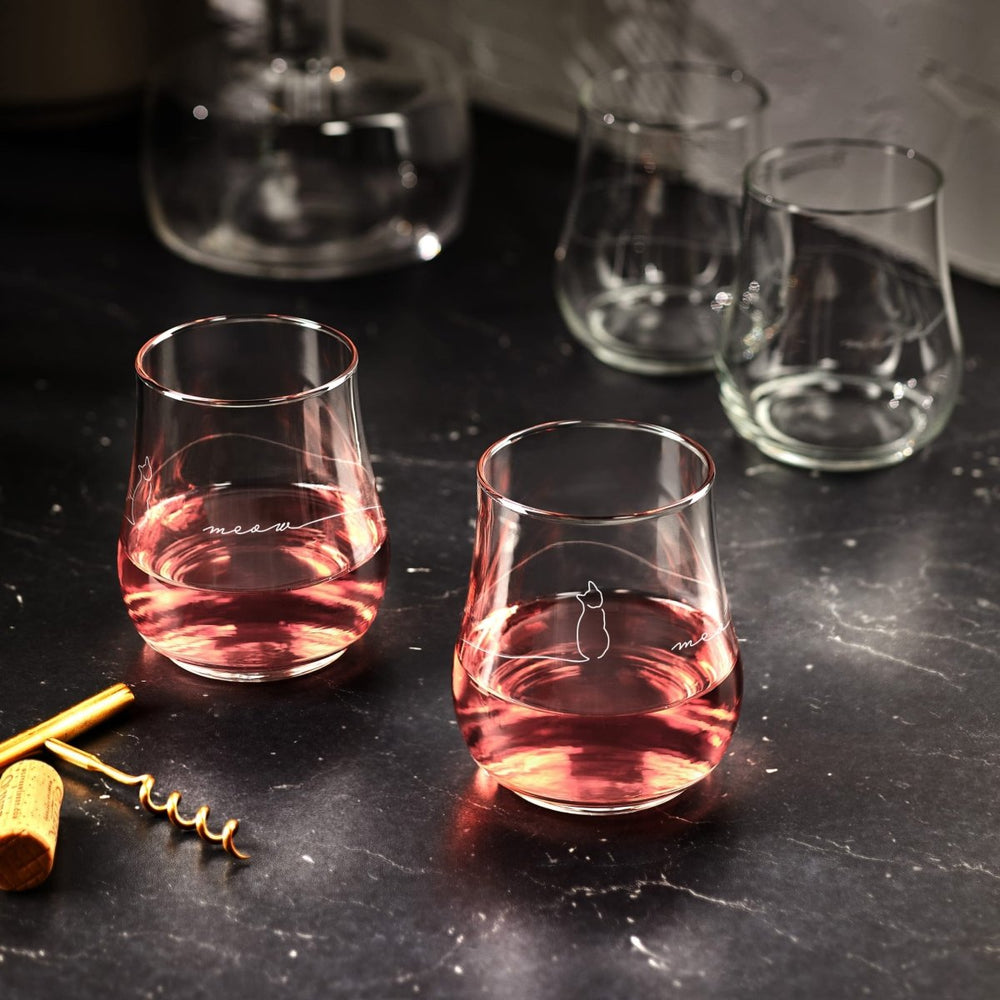 Libbey Modern Pets Meow All - Purpose Glasses, 17 oz - Set of 4 - lily & onyx