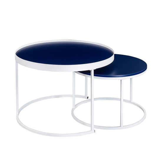 Walker Edison Modern Round Nesting Coffee Tables with Round Base, Set of 2 - lily & onyx