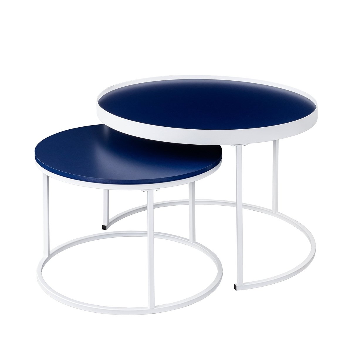 Walker Edison Modern Round Nesting Coffee Tables with Round Base, Set of 2 - lily & onyx