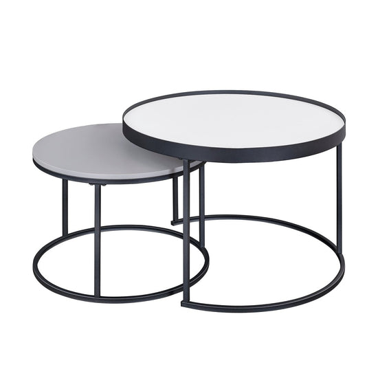 Walker Edison Modern Round Nesting Coffee Tables with Round Base, Set of 2 - lily & onyx