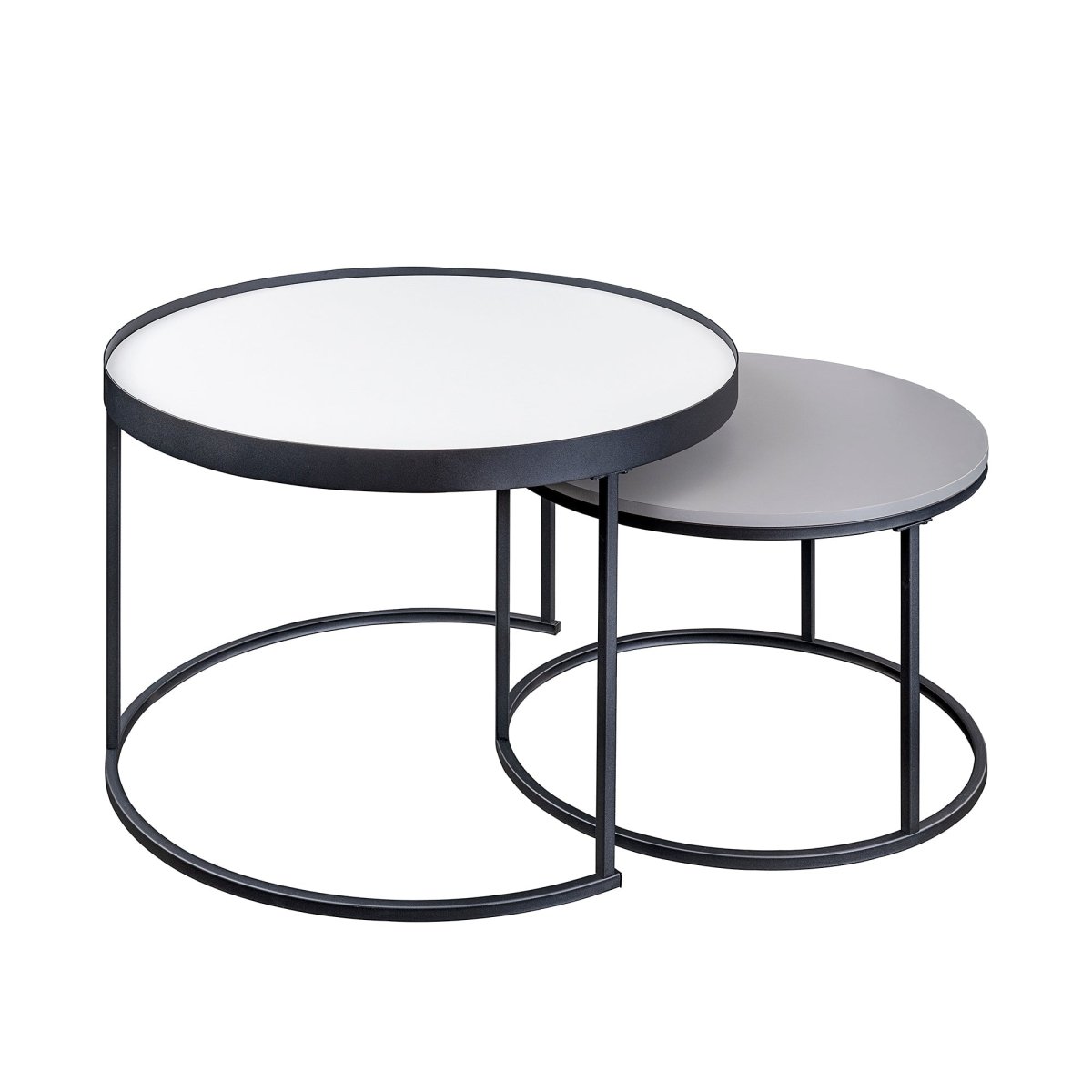 Walker Edison Modern Round Nesting Coffee Tables with Round Base, Set of 2 - lily & onyx