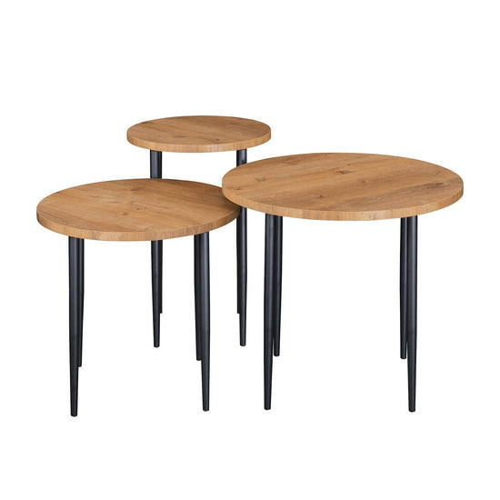 Walker Edison Modern Round Nesting Coffee Tables with Tapered Legs, Set of 3 - lily & onyx