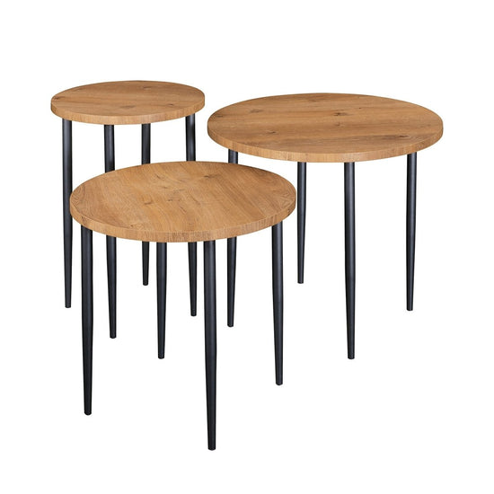 Walker Edison Modern Round Nesting Coffee Tables with Tapered Legs, Set of 3 - lily & onyx