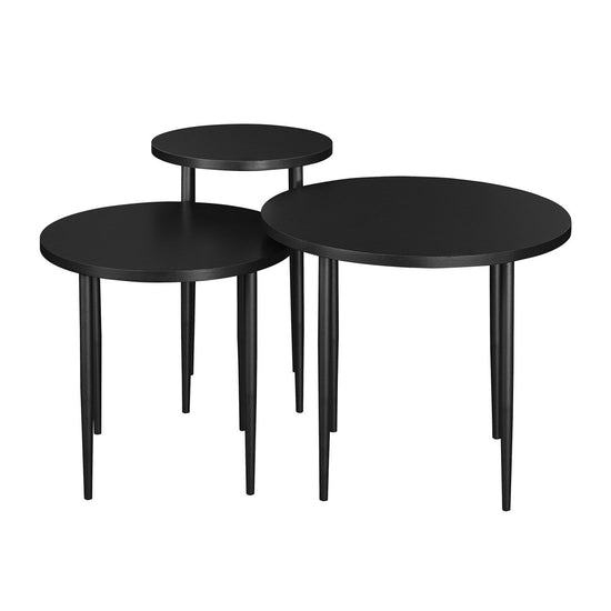 Walker Edison Modern Round Nesting Coffee Tables with Tapered Legs, Set of 3 - lily & onyx