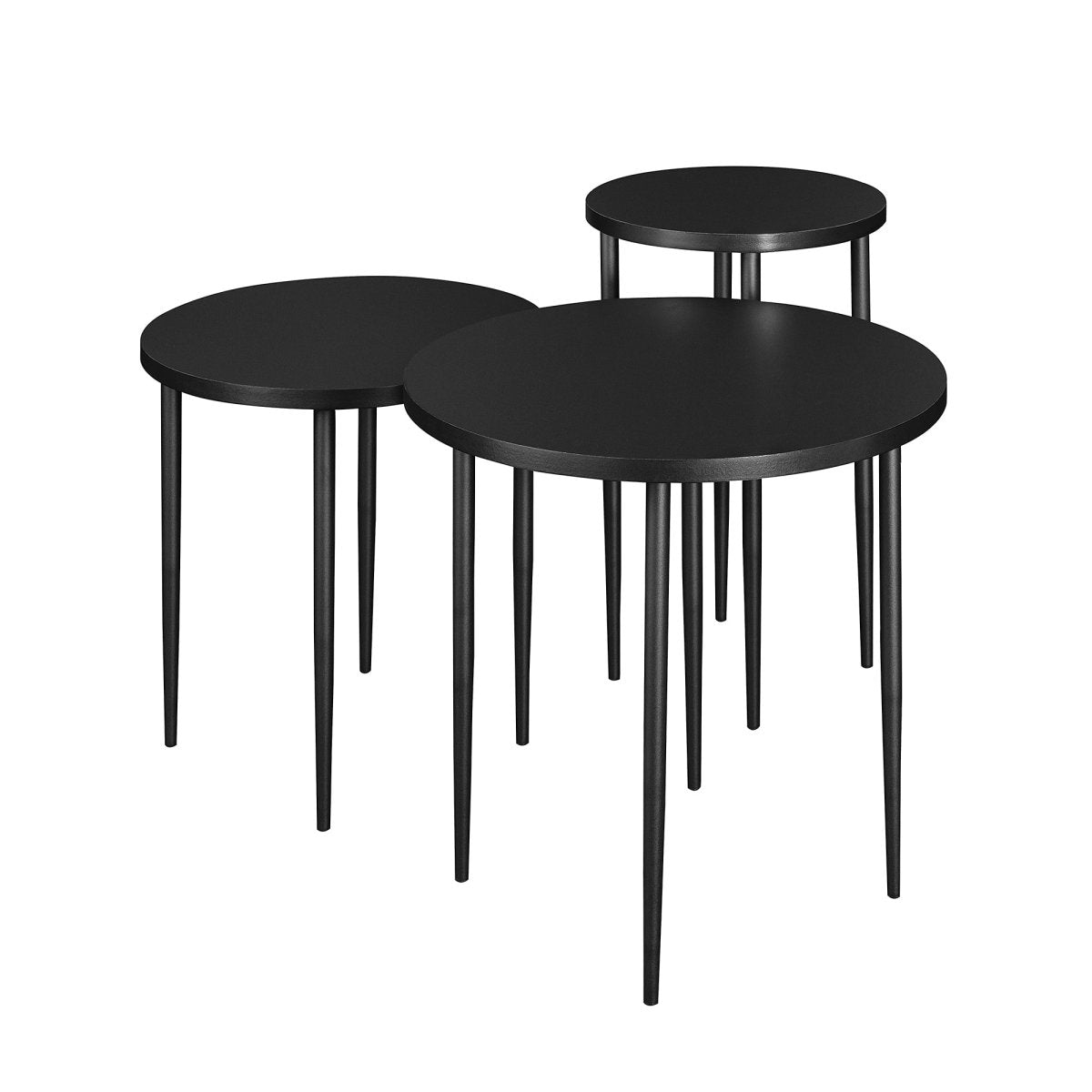 Walker Edison Modern Round Nesting Coffee Tables with Tapered Legs, Set of 3 - lily & onyx