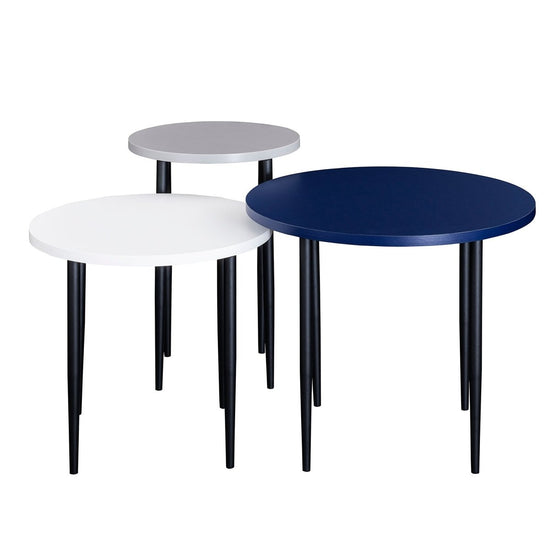 Walker Edison Modern Round Nesting Coffee Tables with Tapered Legs, Set of 3 - lily & onyx