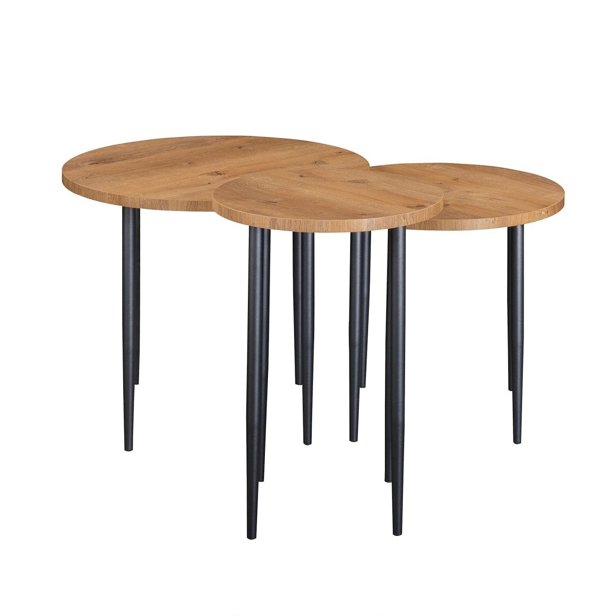 Walker Edison Modern Round Nesting Coffee Tables with Tapered Legs, Set of 3 - lily & onyx