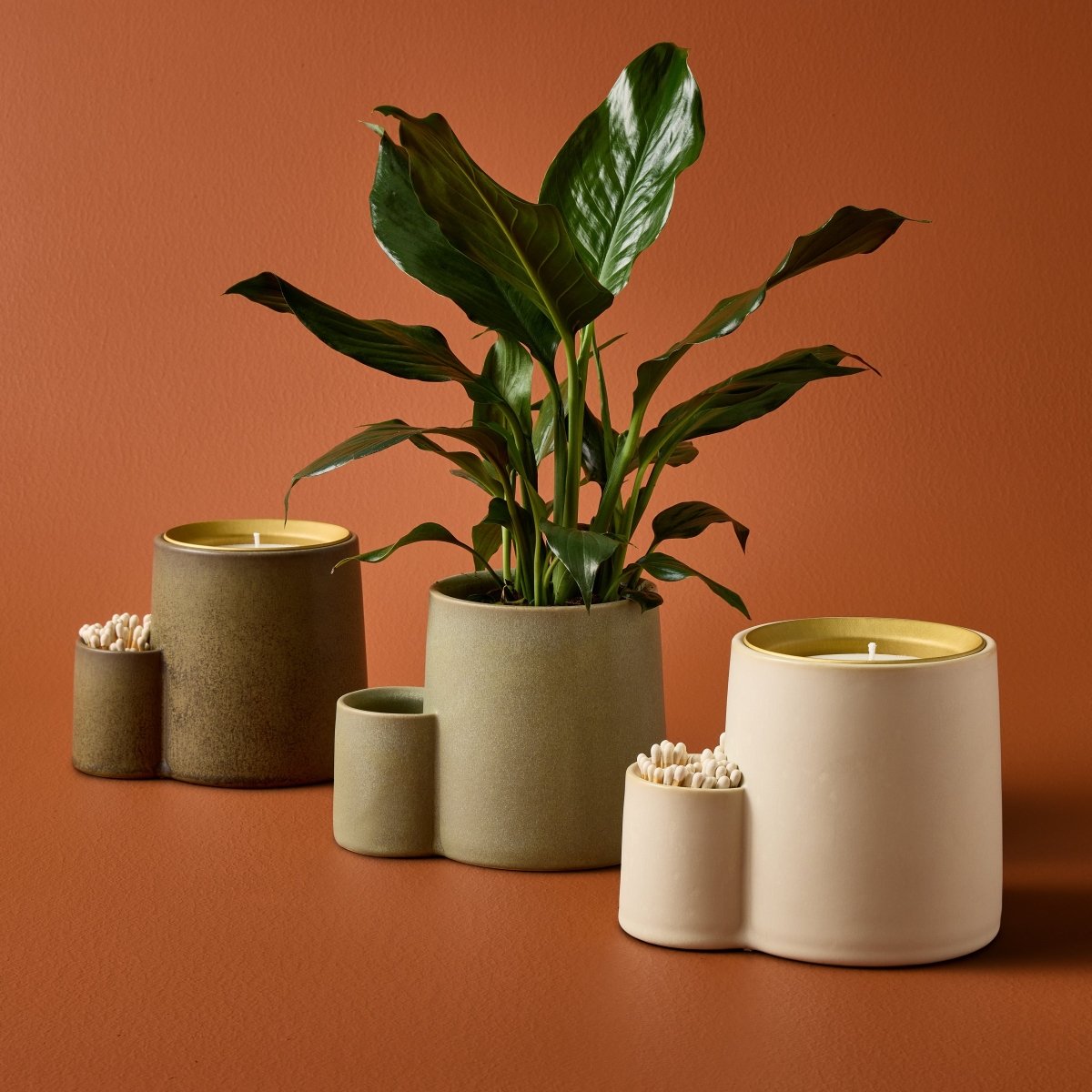 Modern Sprout Ember Earth Candle + Planter - 8oz Soy Wax Candle in Ceramic Pot