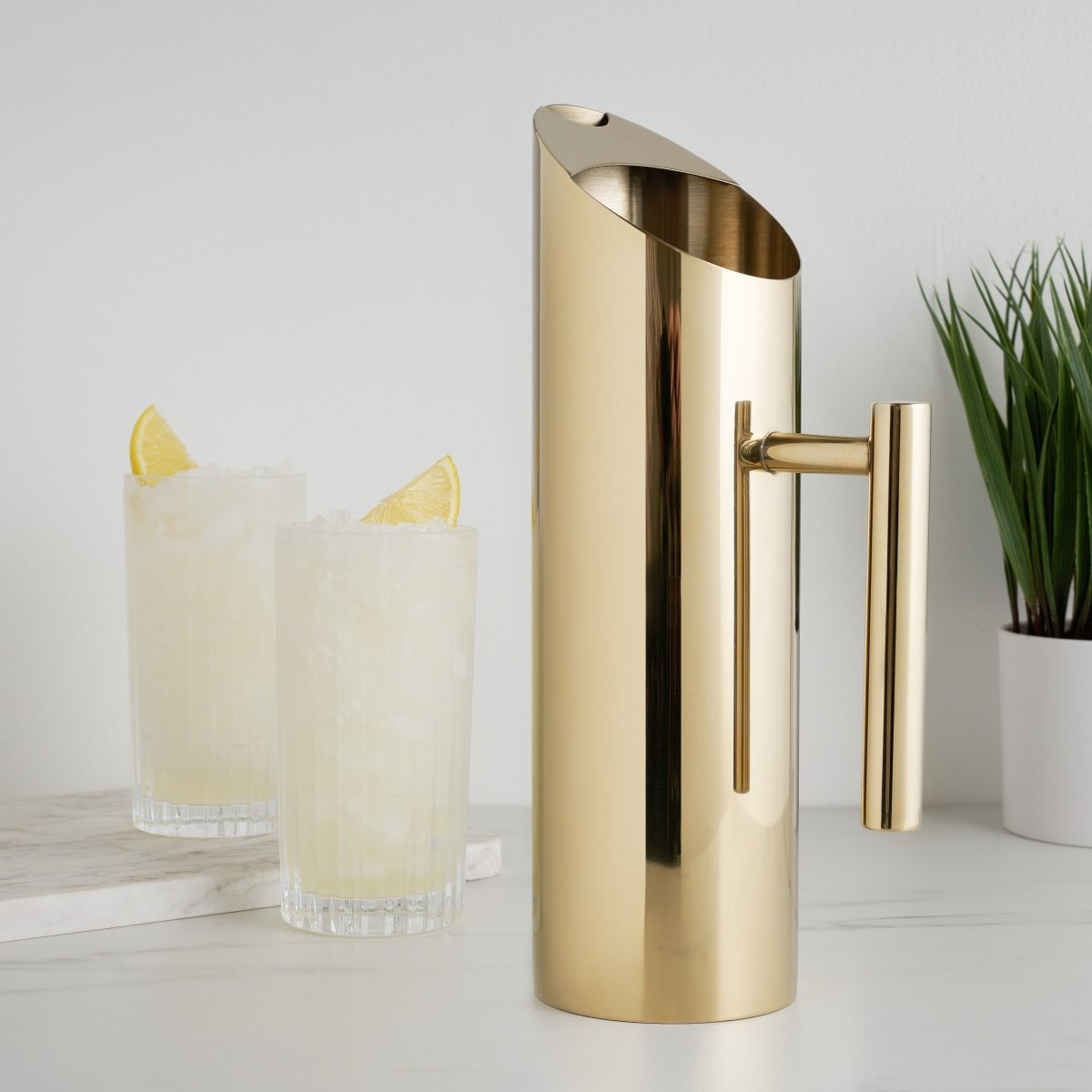 Viski Modern Stainless Steel Pitcher in Gold - lily & onyx