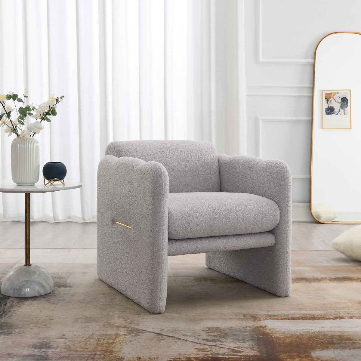 Walker Edison Modern Teddy Cloud Arm Chair, Light Gray - lily & onyx