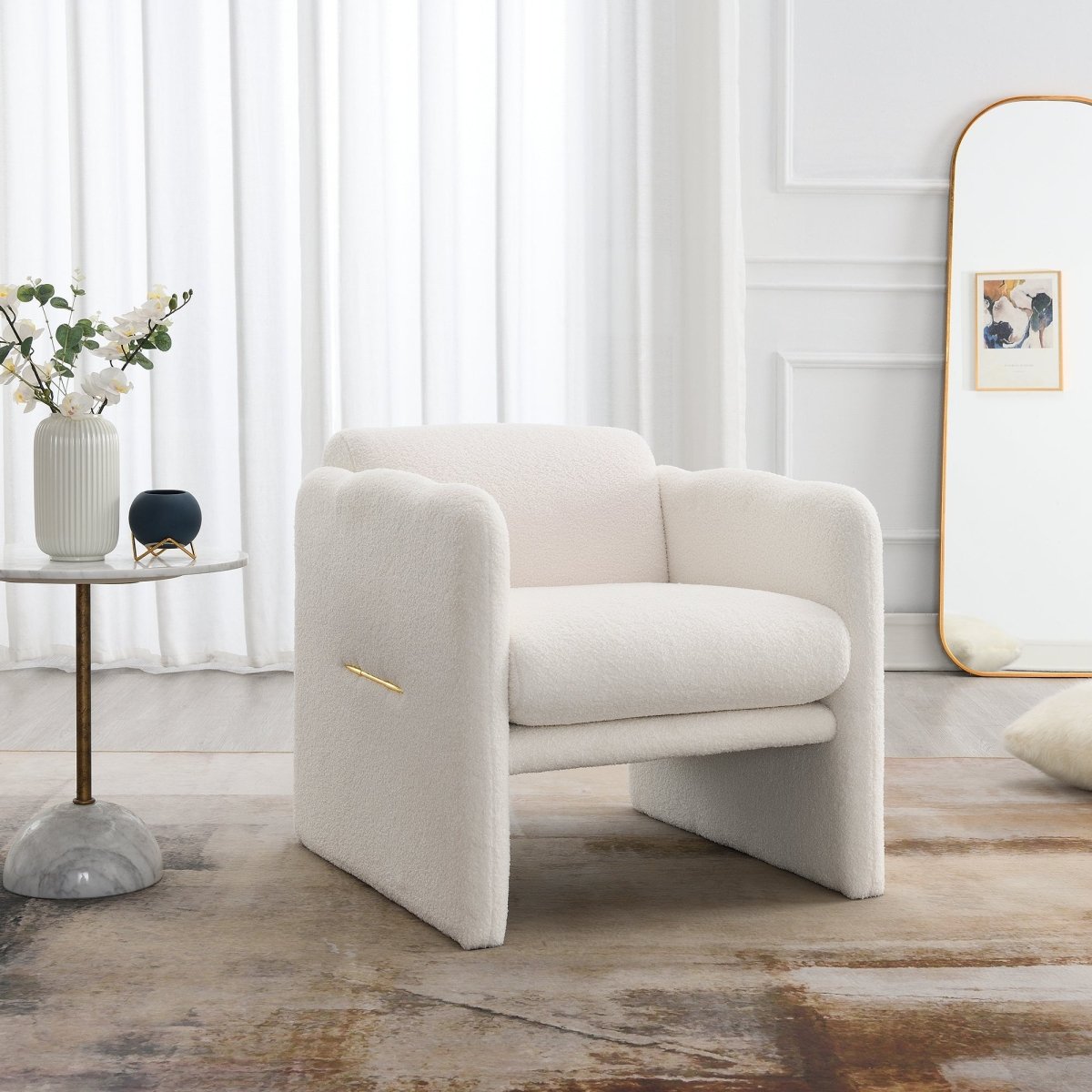 Walker Edison Modern Teddy Cloud Arm Chair, White - lily & onyx