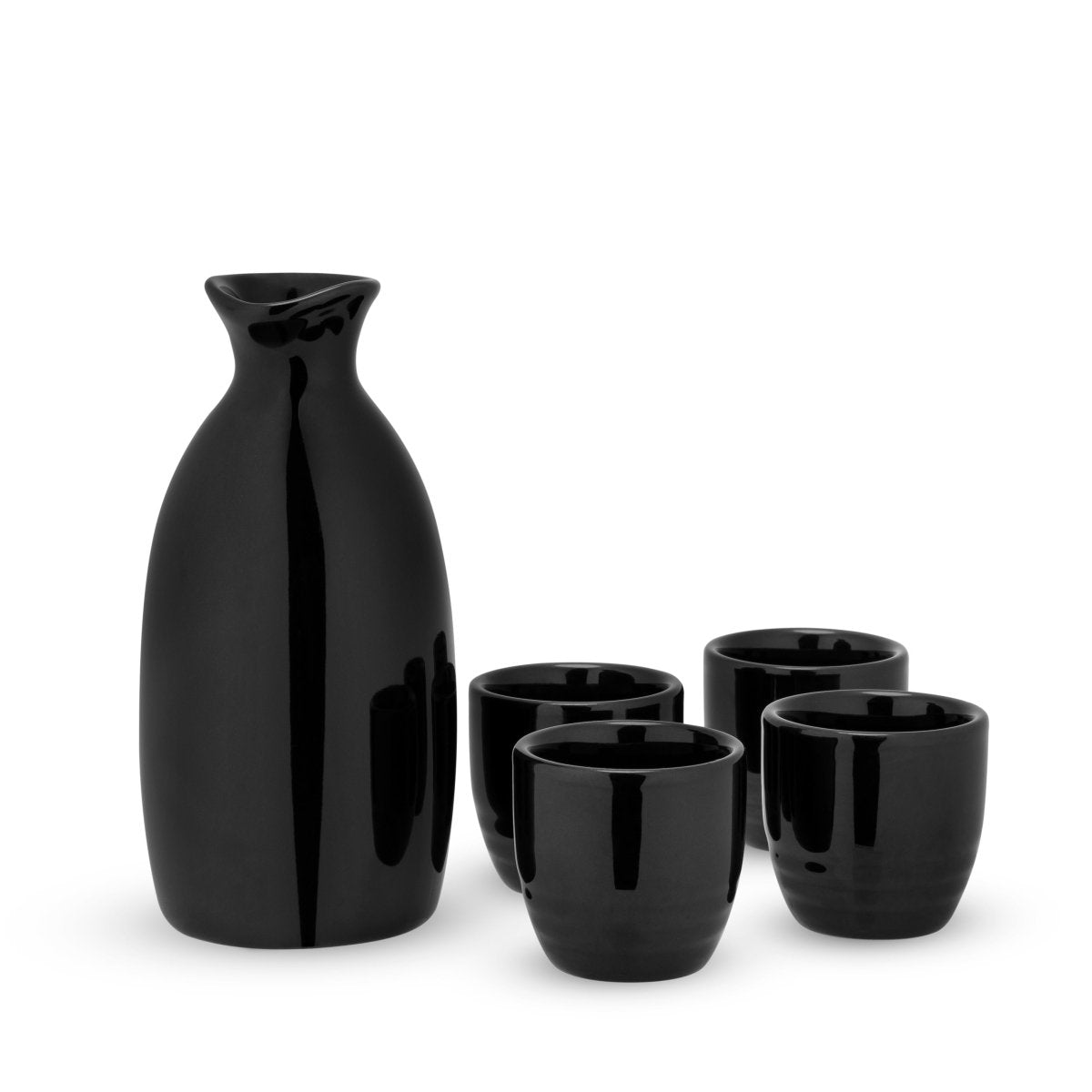 True Moga 5 - Piece Porcelain Sake Set, Black - lily & onyx