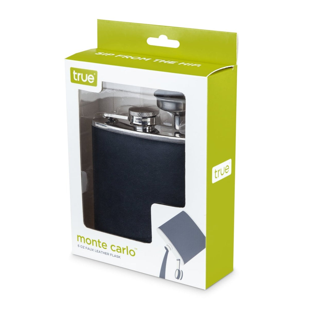 
                      
                        True Monte Carlo 6 oz Stainless Steel Flask with Faux Leather - lily & onyx
                      
                    