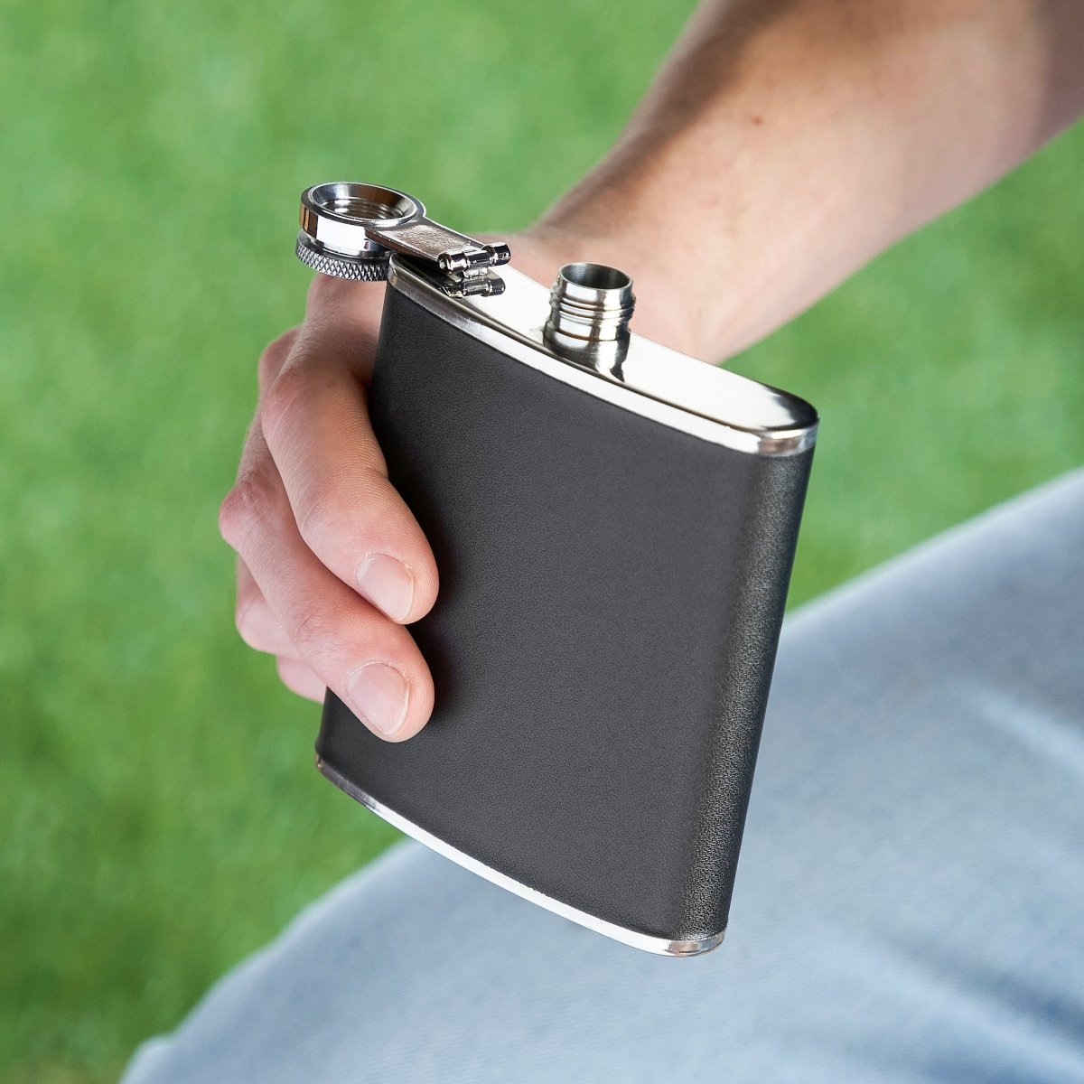 True Monte Carlo 6 oz Stainless Steel Flask with Faux Leather - lily & onyx