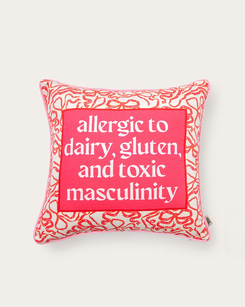 Mood Theory Allergic to Dairy, Gluten, and Toxic Masculinity Pillow | Velvet Statement Throw Pillow