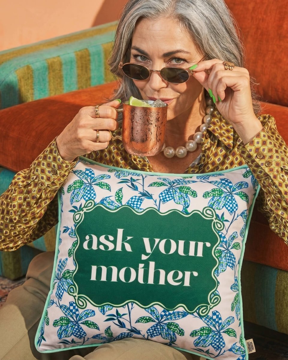 Mood Theory Ask Your Mother Pillow | Velvet Statement Throw Pillow