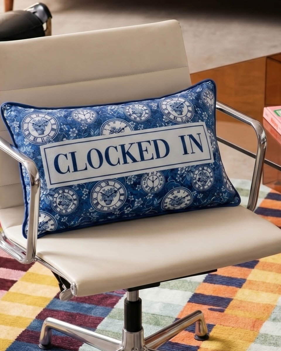 Mood Theory Clocked In Throw Pillow | Velvet Statement Lumbar Pillow