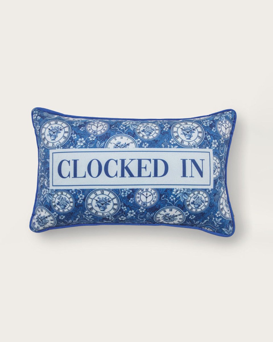 Mood Theory Clocked In Throw Pillow | Velvet Statement Lumbar Pillow